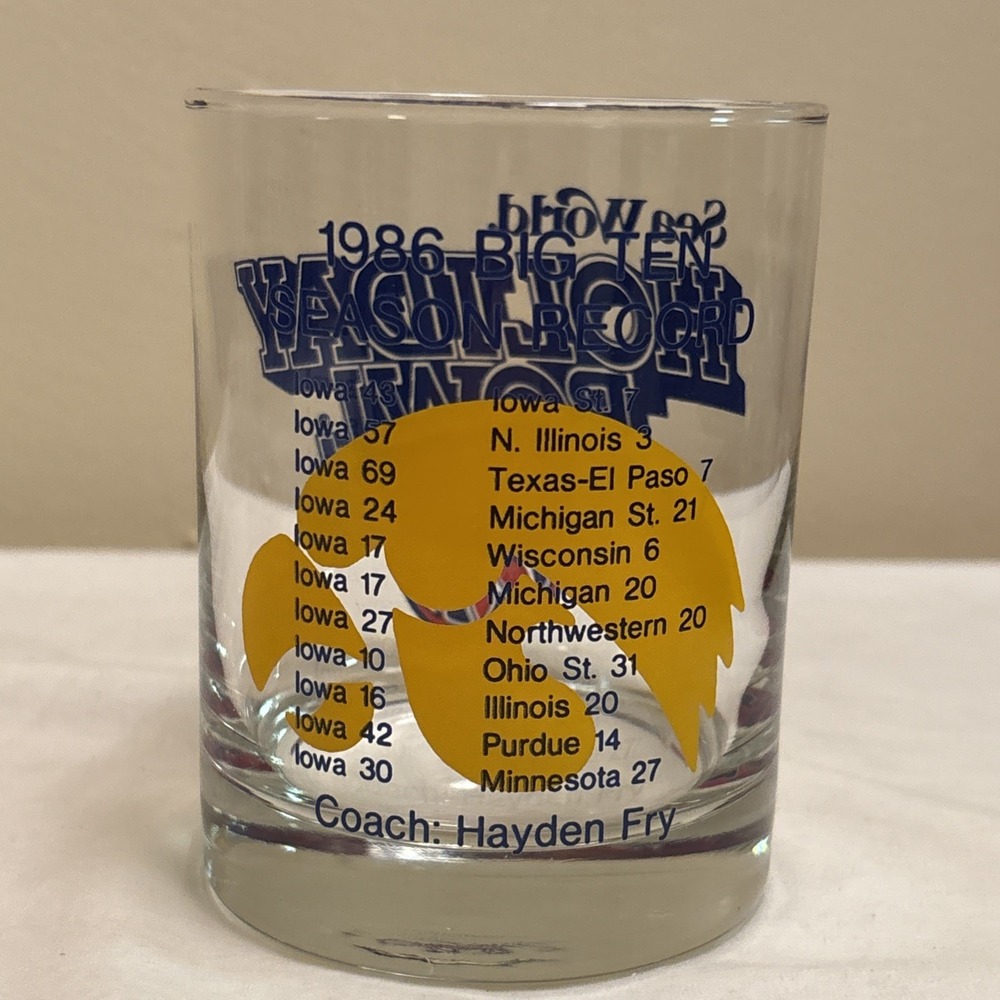 1987 Holiday Bowl Iowa Hawkeyes Football 4in Whiskey Rocks Glass 12oz